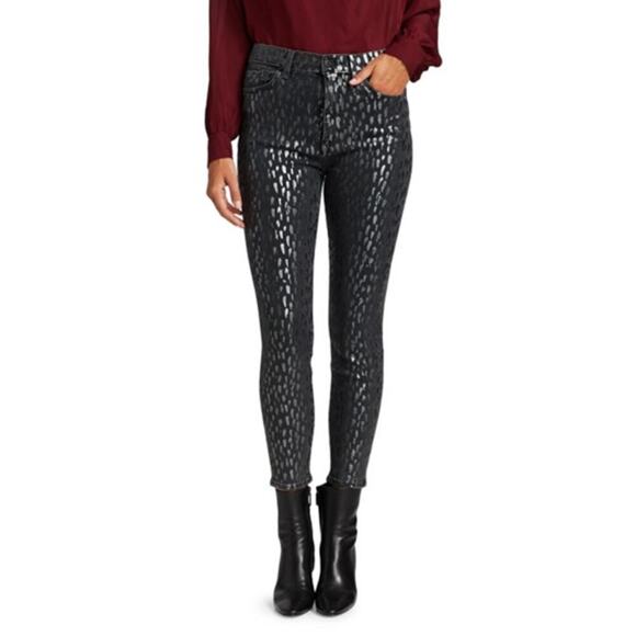 7 For All Mankind The High Waist Skinny Jeans Foil Snow Leopard Size 30 NWT - Picture 1 of 7